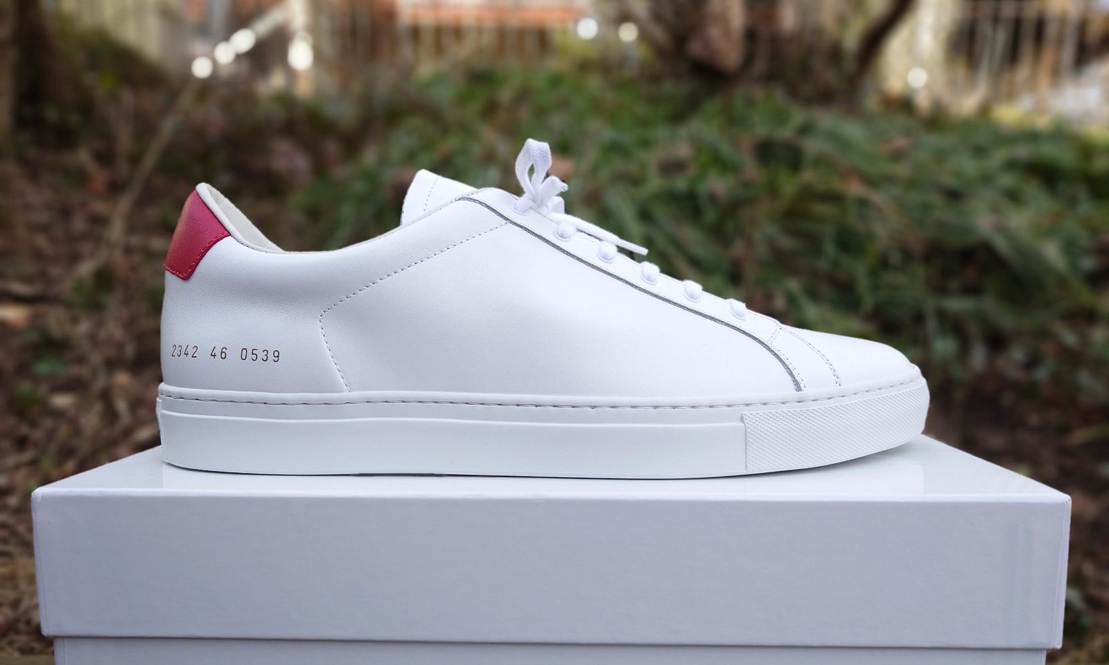 Common Projects Original Achilles Low white leather sneaker with gold serial number