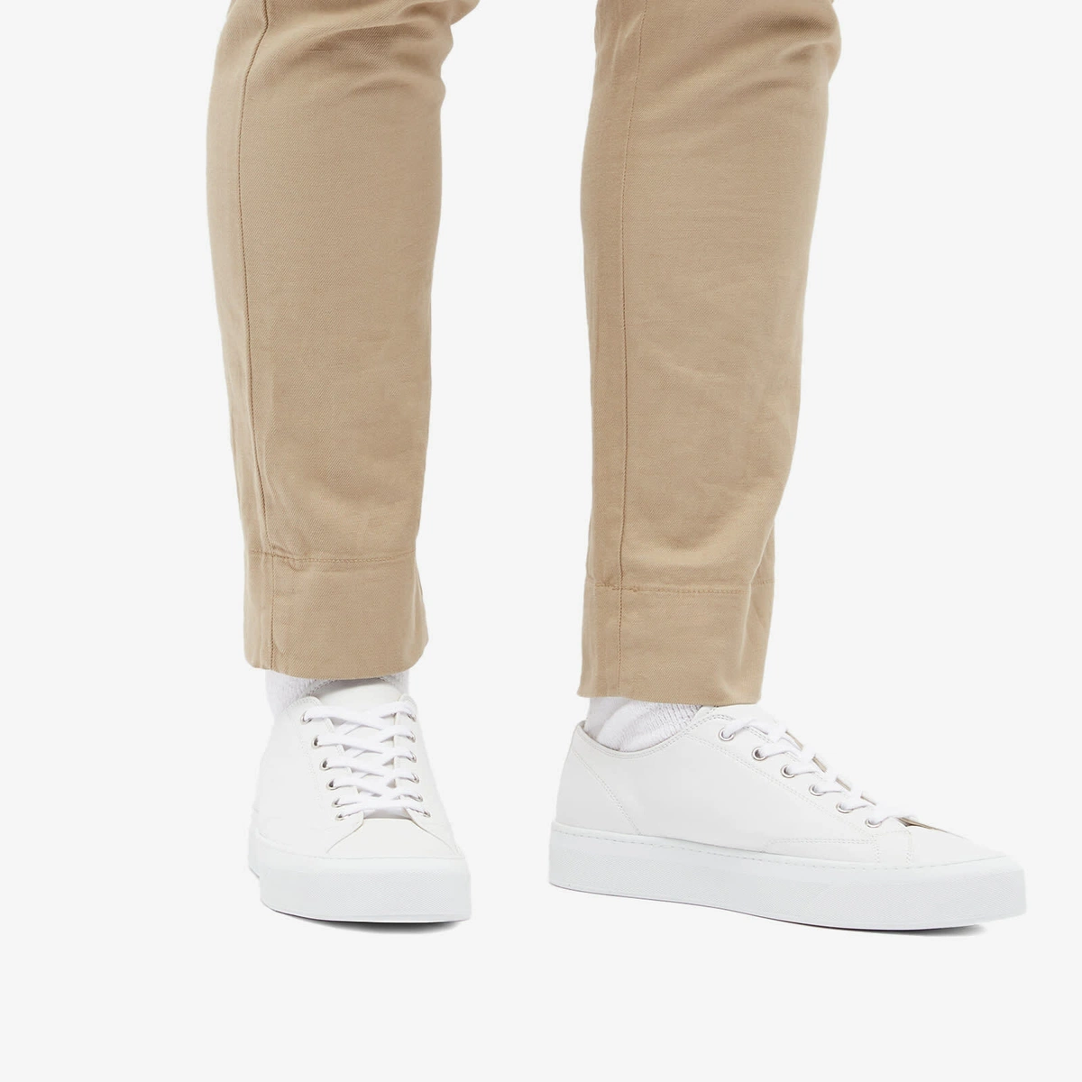 Men's Tournament Low White Leather Sneakers