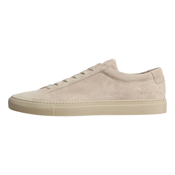 Common Projects Achilles Low close-up of gold-stamped serial number on heel